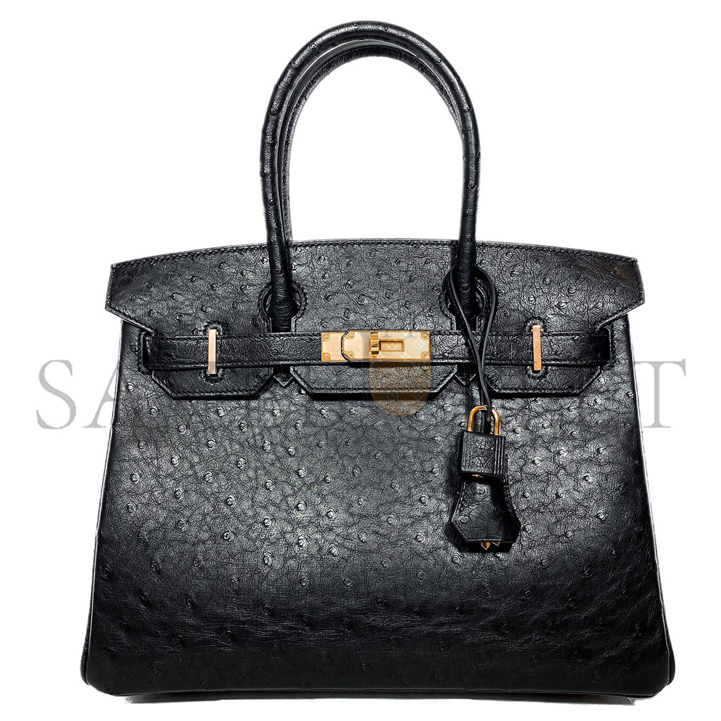 H**mes master birkin 30 black ostrich rose gold hardware 346920 (30*24*16cm)